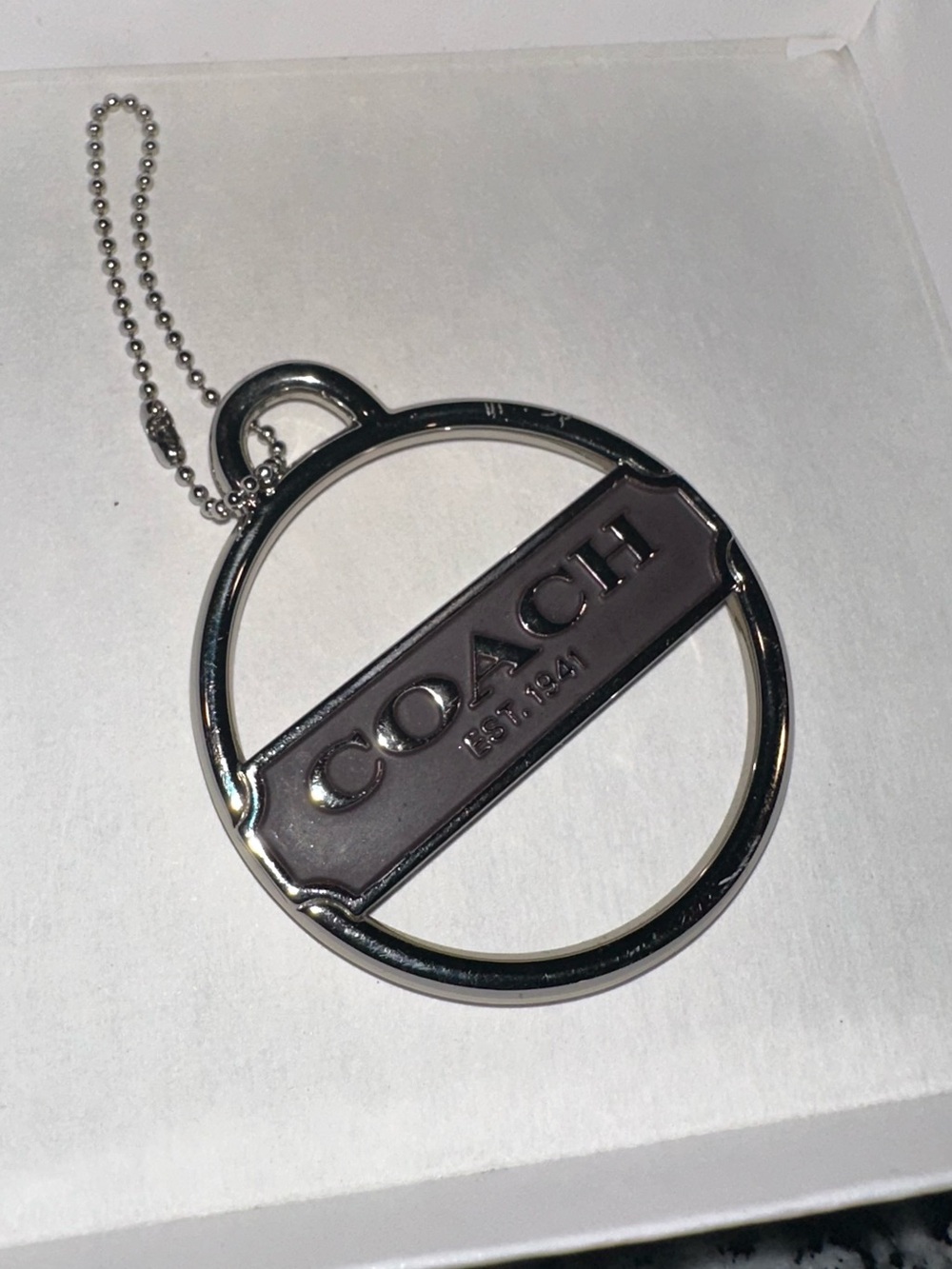 Y2K Coach Est. 1941 Silver Round Metal Medallion Bag Charm- Espresso Colored - Picture 4 of 4